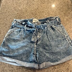 abercrombie kids jean shorts with tie